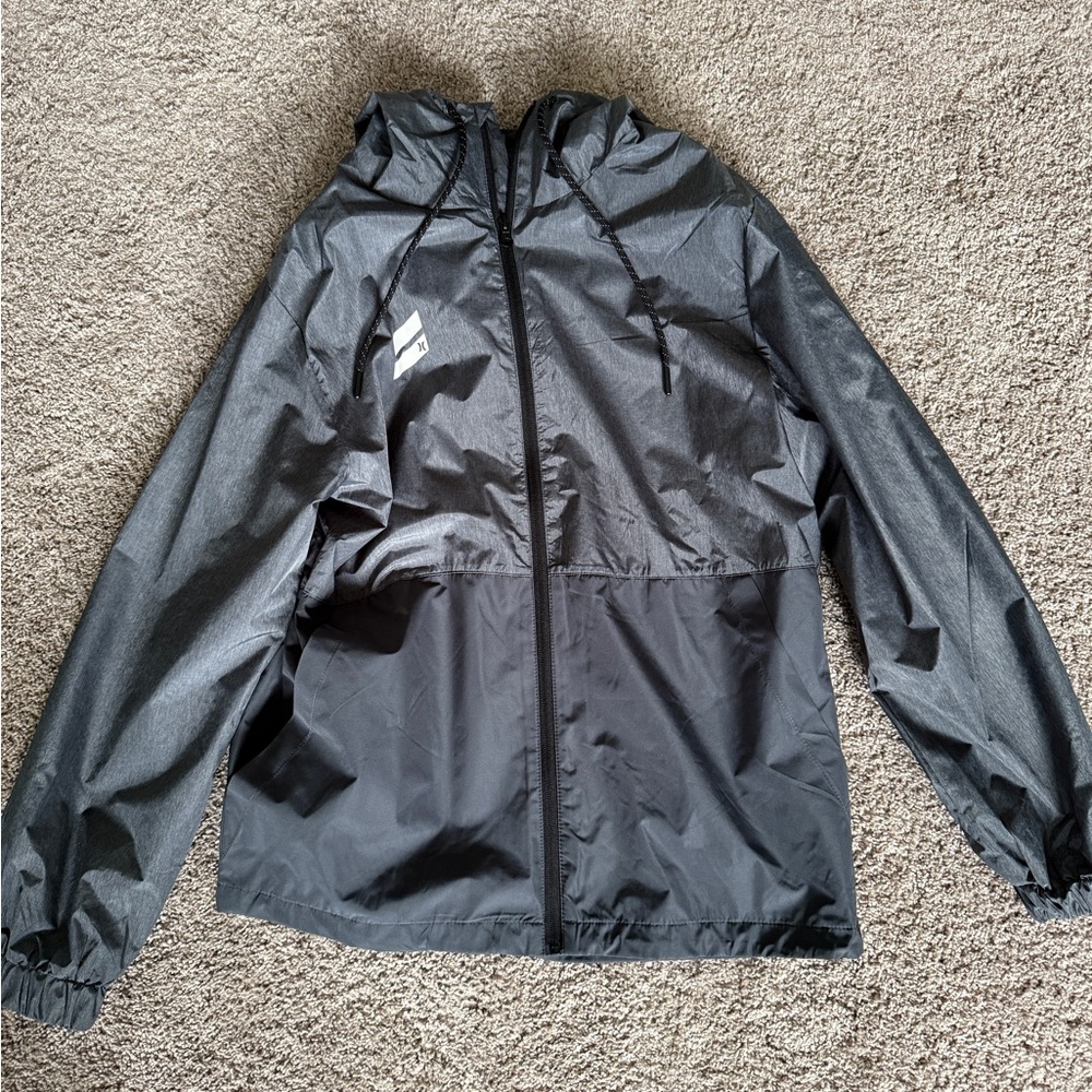 Black Hooded Windbreaker Jacket